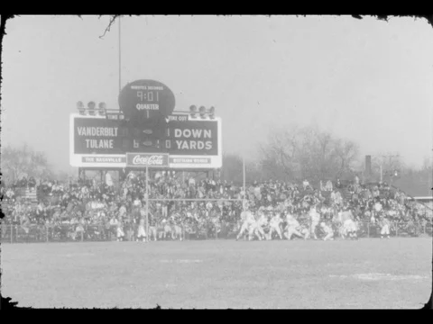 Historical Film College Football Team Vanderbilt Playing Tulane University 1960 Stock Footage