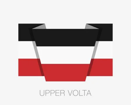 Historical Flag of Upper Volta. Flat Icon Waving Flag with Country Name on Wh Stock Illustration