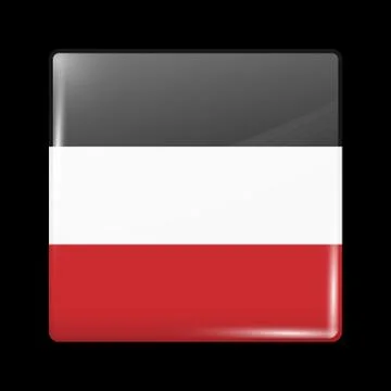 Historical Flag of Upper Volta. Glossy Icon Square Shape. Vector Stock Illustration