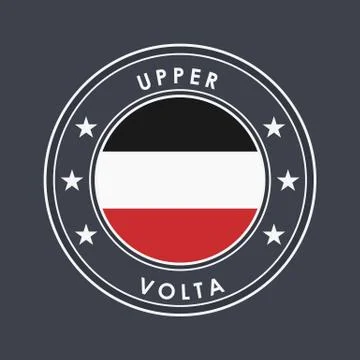 Historical Flag of Upper Volta. Round Label with Country Name for Unique Nati Stock Illustration