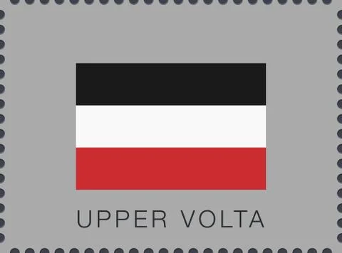 Historical Flag of Upper Volta. Vector Sign and Icon. Postage Stamp Stock Illustration