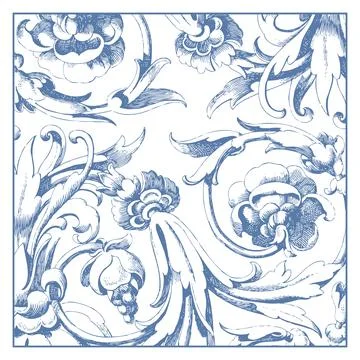 Historical floral pattern tile background design Stock Illustration