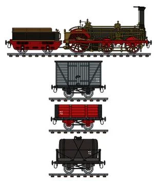The historical freight steam train Stock Illustration