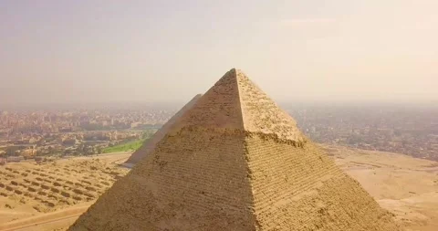 Historical Giza pyramids in Egypt shot by drone. Stock Footage