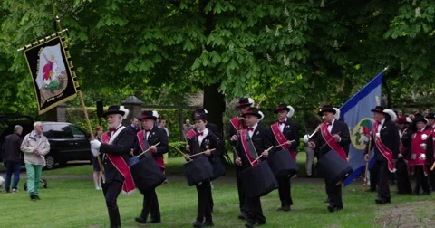 Historical guild marching remembrance day Netherlands, 4K Stock Footage 49803297