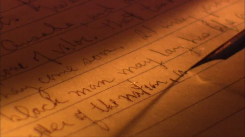 Historical hand writes document on paper with old pen &amp; ink Stock Footage 90131942