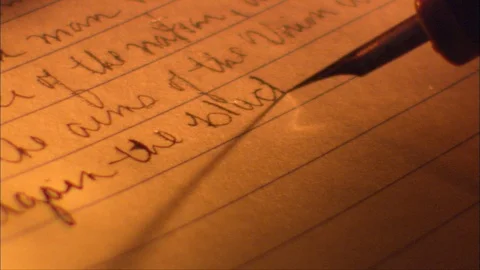 Historical hand writes document on paper with old pen Stock Footage 90132019