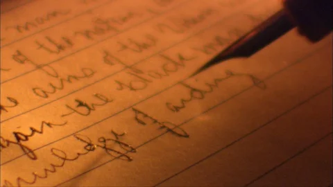 Historical hand writes document on paper with old pen Stock Footage 90132116