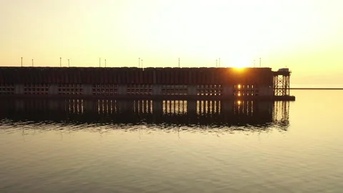 The Historical Iron Ore Dock on the shore of Lake Superior in Marquette Stock Footage