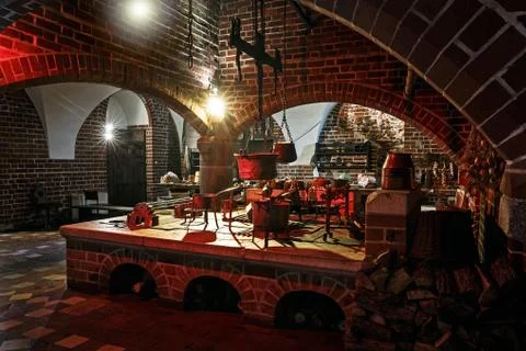 Historical kitchen in the old style Stock Photos