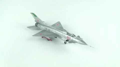 Historical Model Soviet Fighter MiG-21 In Detail. Stock Footage 314597668