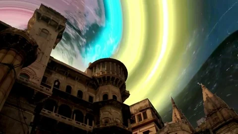 Historical monuments with motion graphics Stock Footage 79201241