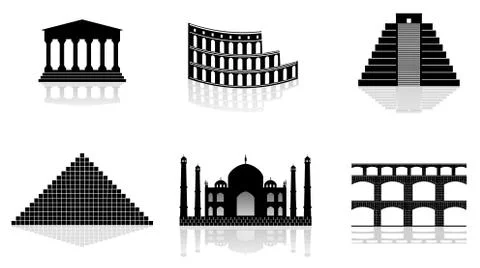 Historical monuments vector illustrations Stock Illustration