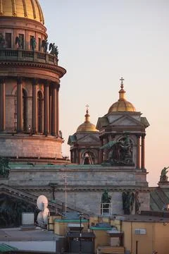 Historical old architecture in Saint Petersburg Russia: St Isaac's Cathedral Stock Photos