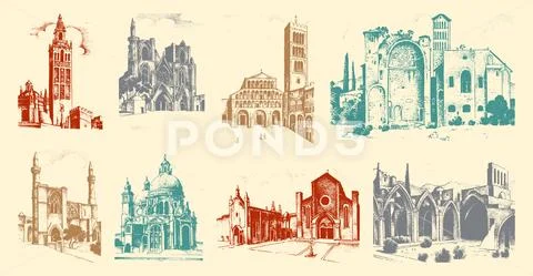 Historical old building. Facade in Venice. Gothic Baroque style. Ancient Stock Illustration