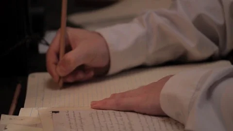 Historical old telegraph &amp; morse code technology - Operator takes notes Stock Footage 81222466