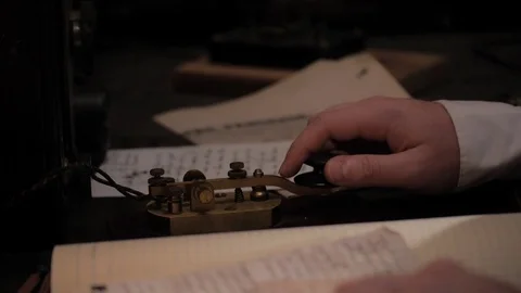 Historical old telegraph technology - morse code Stock-Footage 81223722