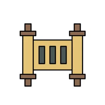 Historical or religion scroll thin line icon isolated on white. Stock Illustration