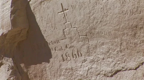 Historical petroglyphs and writings Stock Footage 61575366