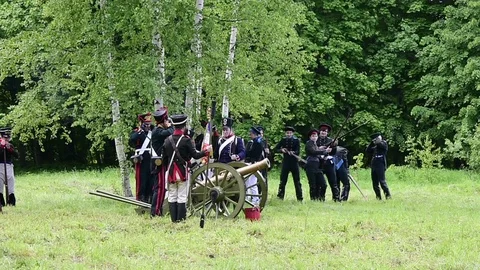 Historical reconstruction Napoleonic wars. Stock Footage 80213713