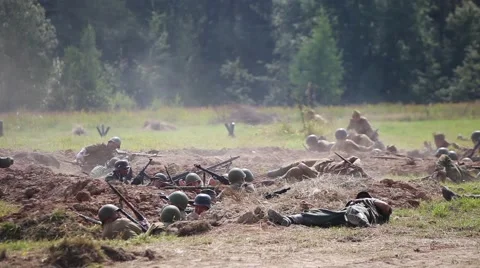 Historical reconstruction of the Second World War Stock Footage 61093323