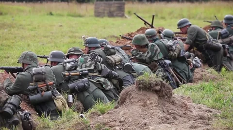 Historical reconstruction of the Second World War. German soldiers in the Stock Footage 63781543