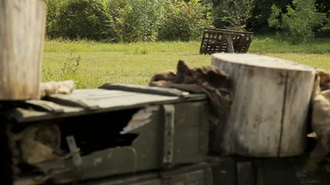 Historical reconstruction of Second World War. Soldiers on battle field during Stock Footage 102517419