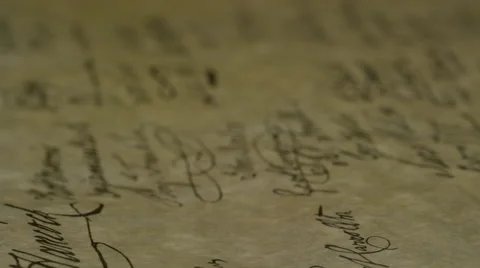 Historical Recreation - Sideways Signatures on Declaration of Independence Stock-Footage 60764503