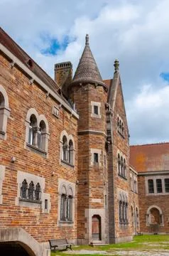 Historical red brick buildings with elements of ancient architecture in Nan.. Foto stock