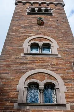 Historical red brick buildings with elements of ancient architecture in Nan.. Фото