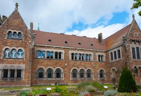 Historical red brick buildings with elements of ancient architecture in Nan.. Фото