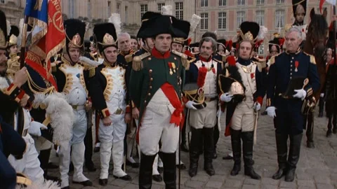 Historical reenactment of Napolean and his troops, Paris, France. Stock Footage 163173969