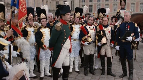 Historical reenactment of Napolean and his troops, Paris, France. Stock Footage 163173979