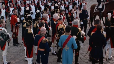 Historical reenactment of Napolean and his troops, Paris, France. Stock Footage 163174005