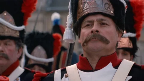 Historical reenactment of Napolean and his troops, Paris, France. Stock Footage 163174012
