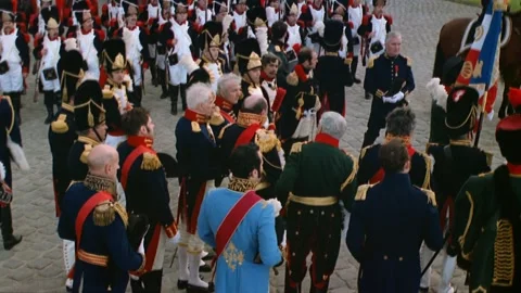 Historical reenactment of Napolean and his troops, Paris, France. Stock Footage 163174813