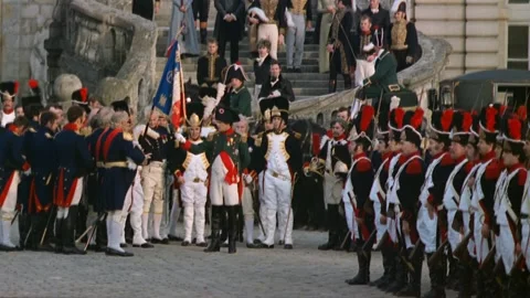 Historical reenactment of Napolean and his troops, Paris, France. Stock Footage 163174822