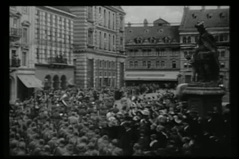 Historical reenactment World War I soldiers marching Stock Footage 11349498