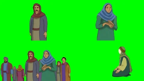 Historical religious figures praying and walking together in big society 2d Stock Footage 334702816