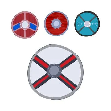 Historical round shields with different patterns Stock Illustration