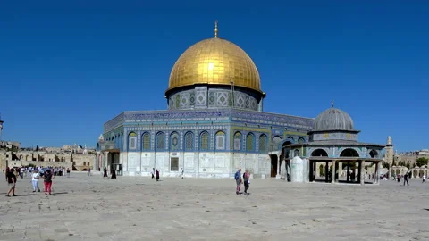Historical site at Temple Mount with Dome of the Rock in Jerusalem Stock Footage 337869099