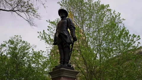 Historical Statue Stands in Front of West Virginia State Capitol in Charleston Stock Footage 308300128