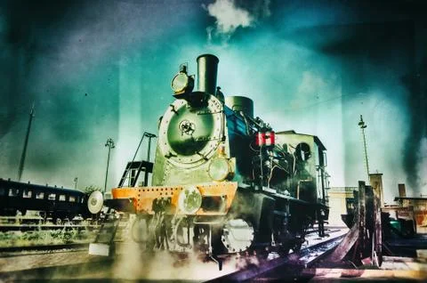 Historical steam engine train Stock Photos