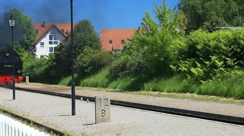Historical steam train in the Baltic Sea Resort Kuehlungsborn Stock Footage 11138136