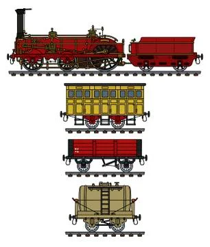 The historical steam train Stock Illustration