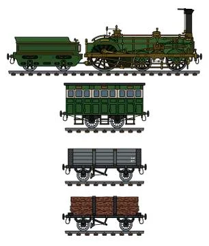 The historical steam train Stock Illustration