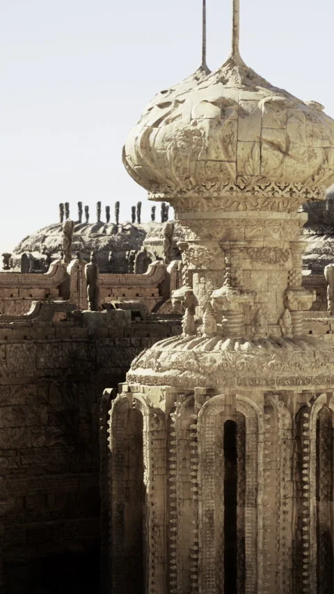 Historical structure with intricate design located in a desert area Stock Footage 331764057