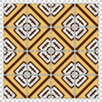 Historical Tile Pattern, Brown and Beige, Vienna around 1900, Seamless Design Stock Illustration