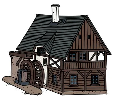 The historical watter mill Stock Illustration