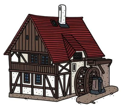 The historical watter mill Stock Illustration